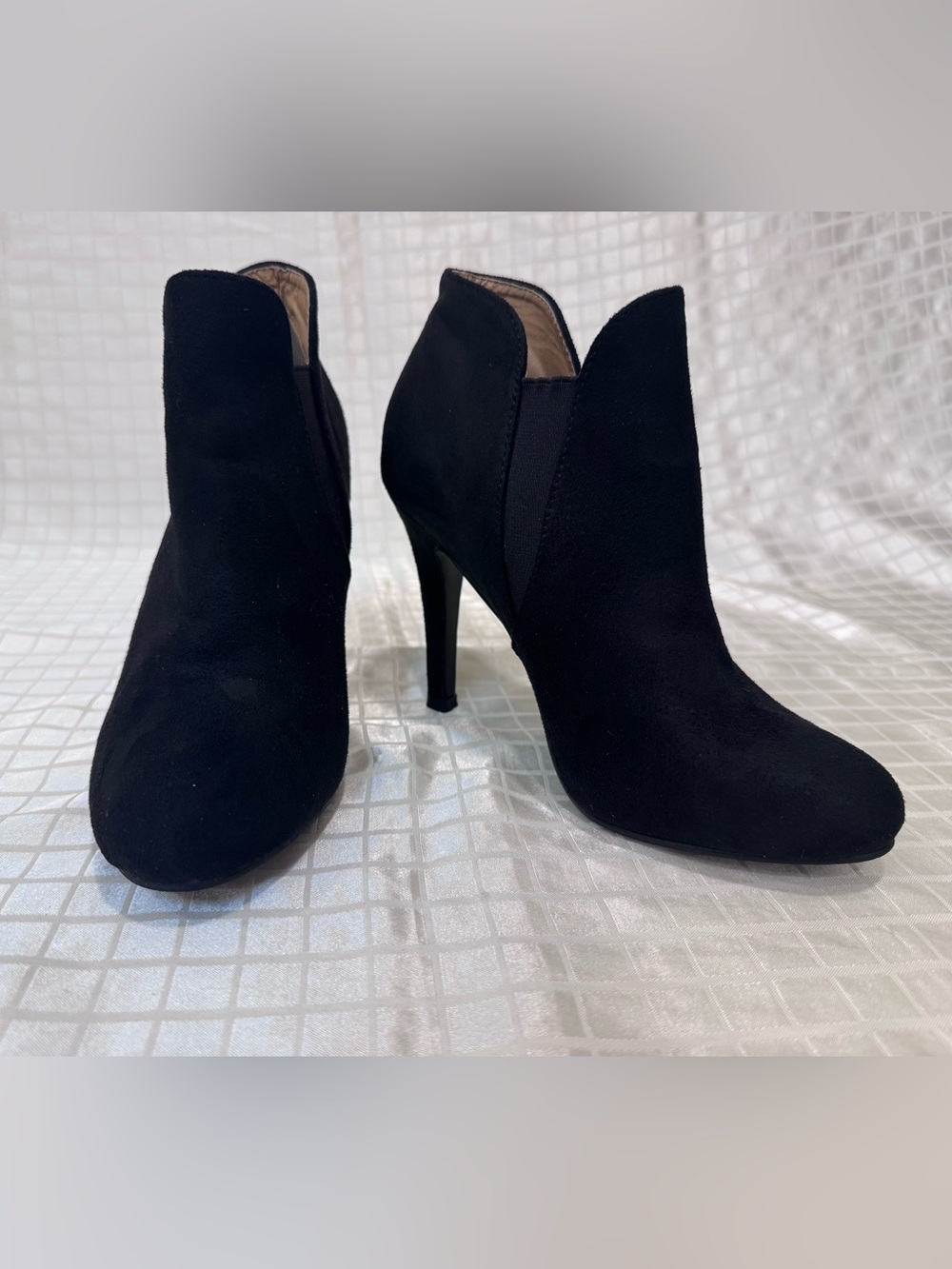 Bella Marie Black Suede High Heel Ankle Booties